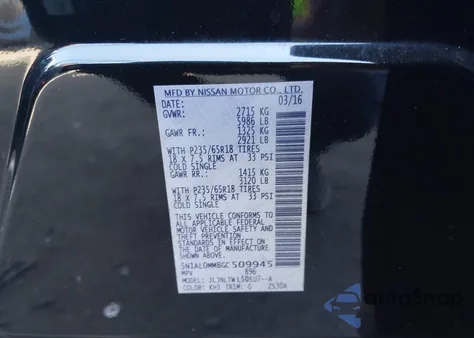 2016 Infiniti Qx60 from USA, damaged, VIN 5N1AL0MM8GC509945